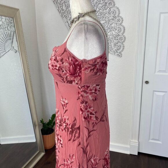 Ann Taylor Silk Romantic Pink Purple Fairy Rose Flower Print Midi Mini Dress S P - Picture 5 of 7